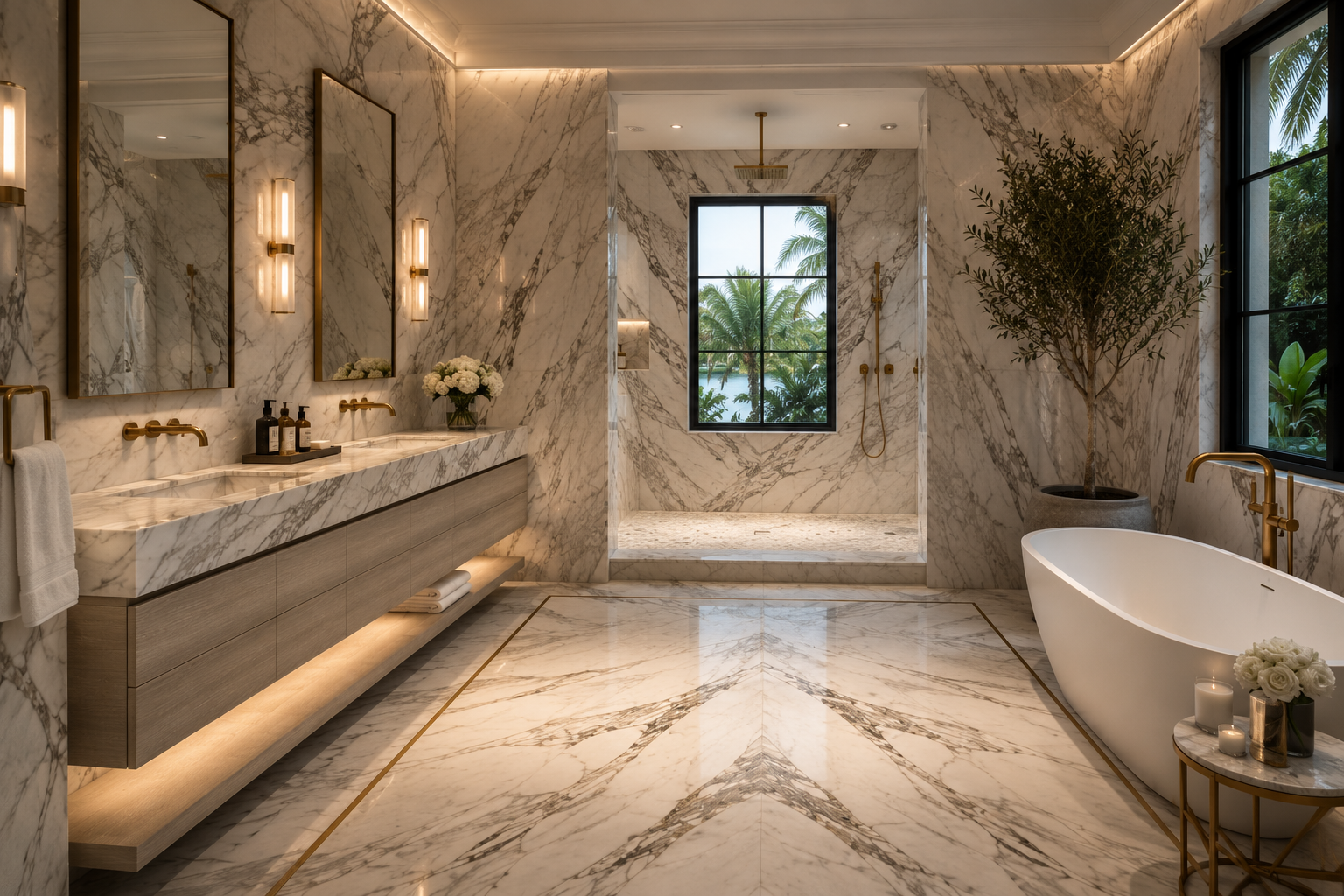 Quiet marble bathroom carved as a single material sanctuary